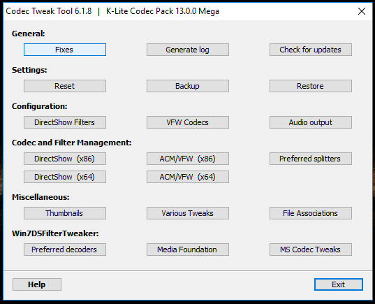 Настройка работы видео кодеков