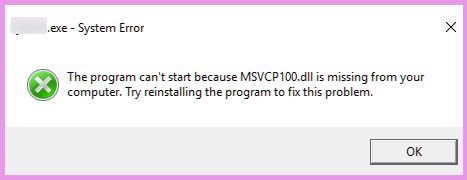 Ошибка msvcp100.dll