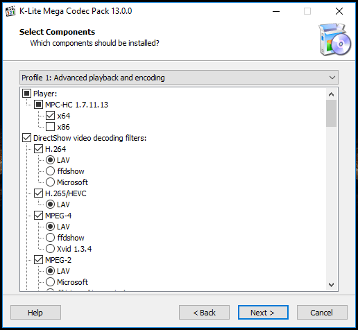Состав кодеков